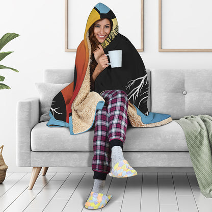 Yin Yang Tree Of Life Print Hooded Blanket