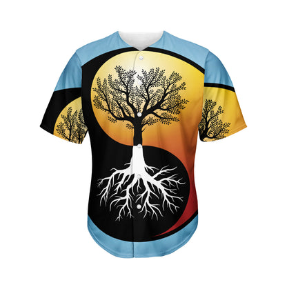 Yin Yang Tree Of Life Print Men's Baseball Jersey