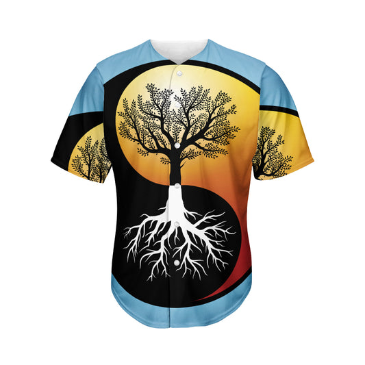 Yin Yang Tree Of Life Print Men's Baseball Jersey