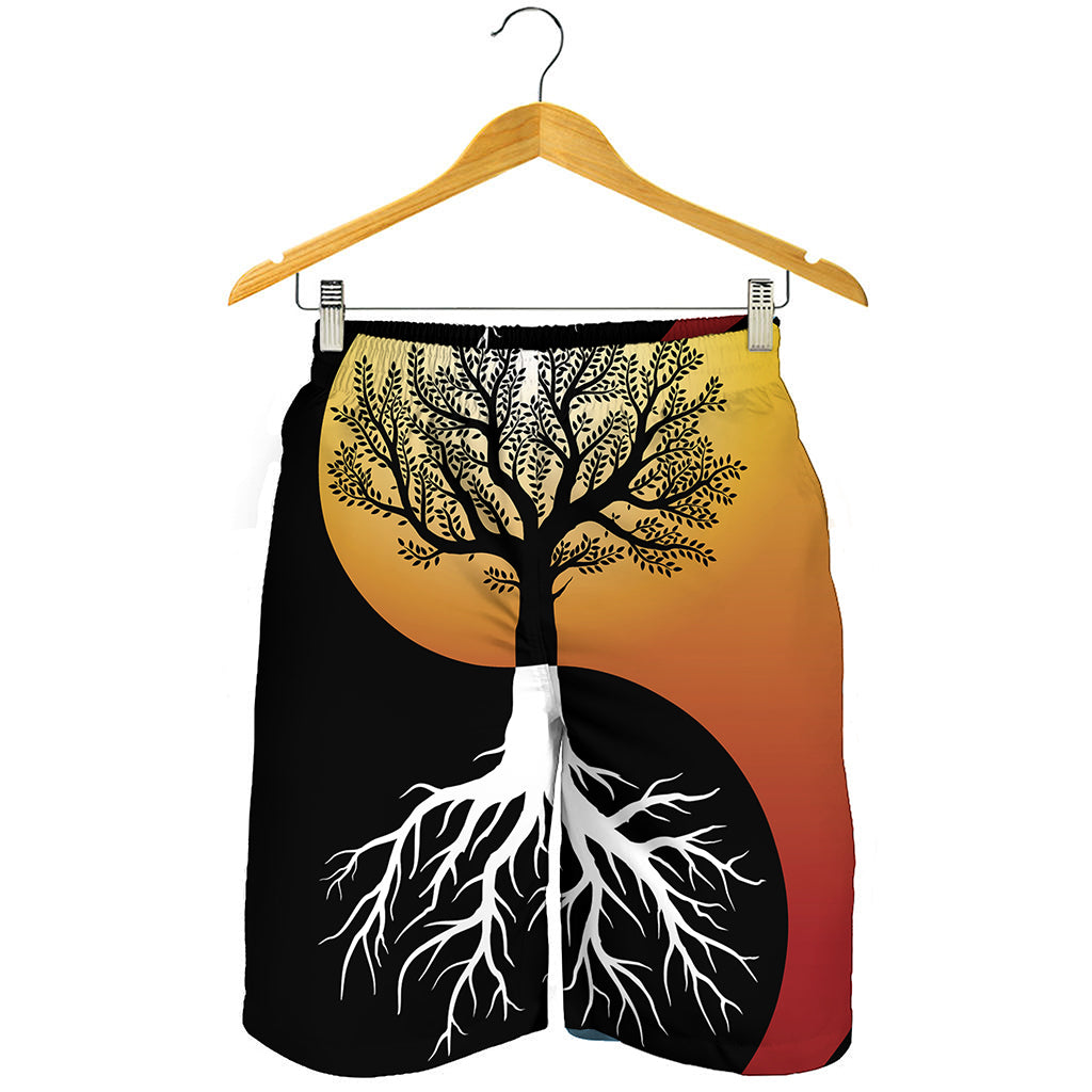 Yin Yang Tree Of Life Print Men's Shorts
