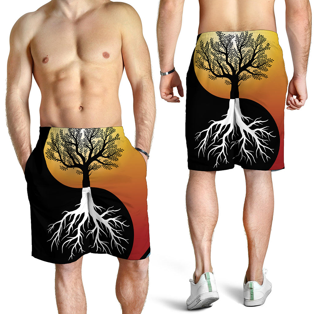 Yin Yang Tree Of Life Print Men's Shorts