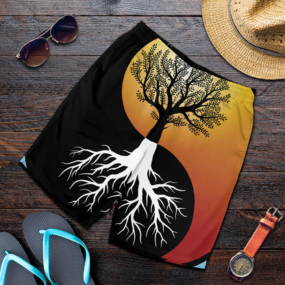 Yin Yang Tree Of Life Print Men's Shorts