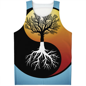 Yin Yang Tree Of Life Print Men's Tank Top