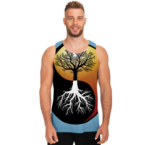 Yin Yang Tree Of Life Print Men's Tank Top