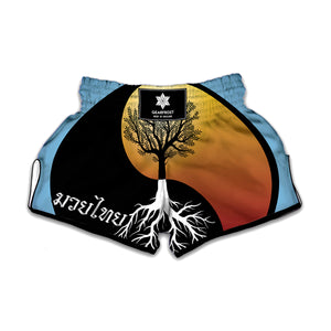 Yin Yang Tree Of Life Print Muay Thai Boxing Shorts