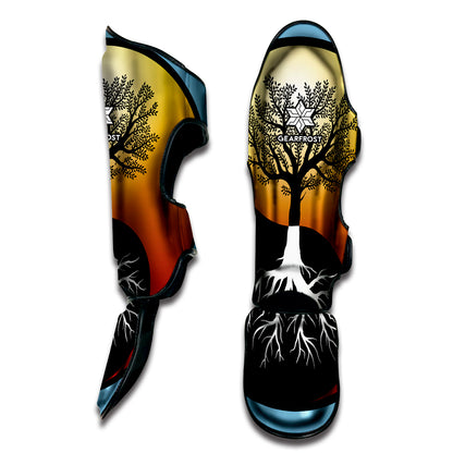 Yin Yang Tree Of Life Print Muay Thai Shin Guard