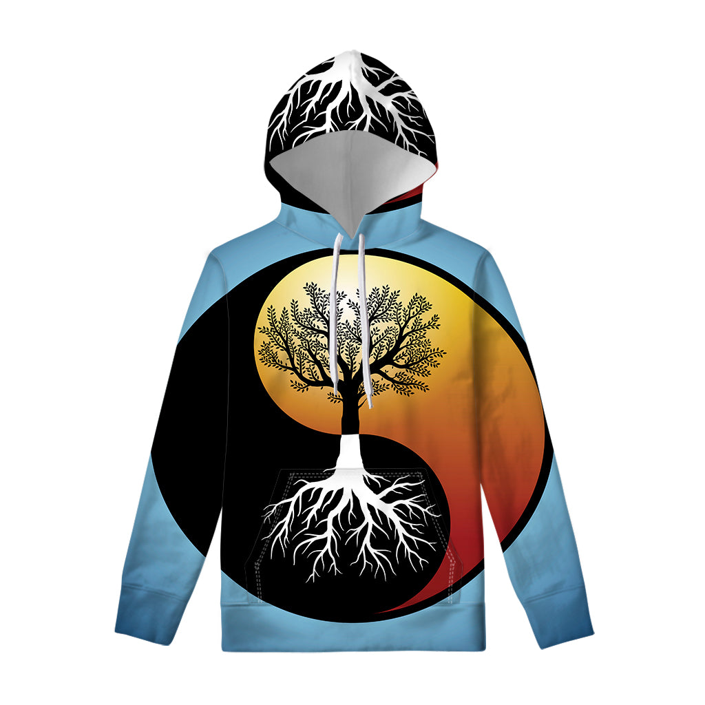 Yin Yang Tree Of Life Print Pullover Hoodie