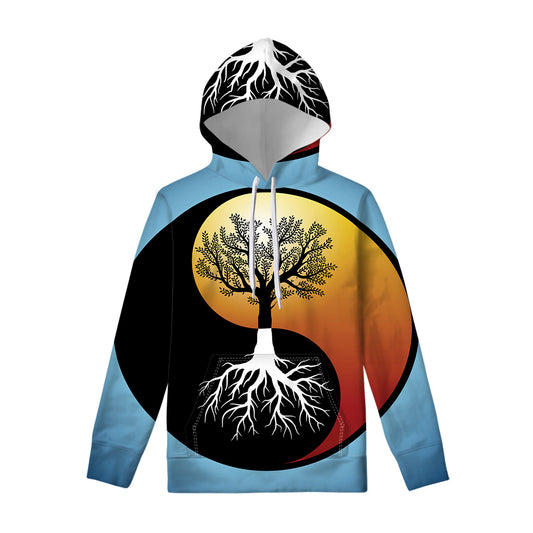 Yin Yang Tree Of Life Print Pullover Hoodie