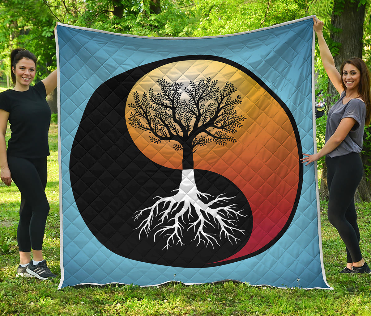 Yin Yang Tree Of Life Print Quilt