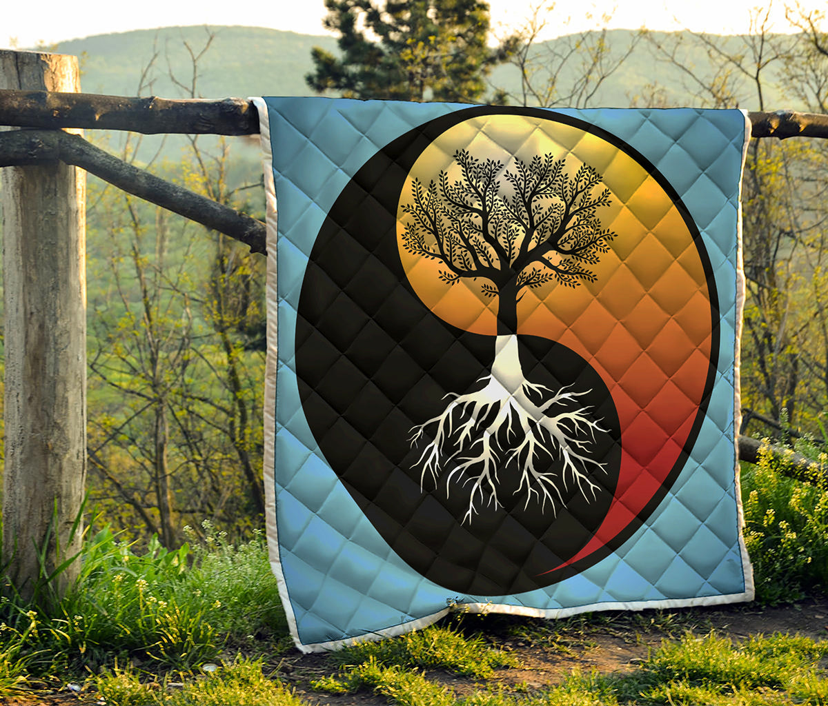 Yin Yang Tree Of Life Print Quilt