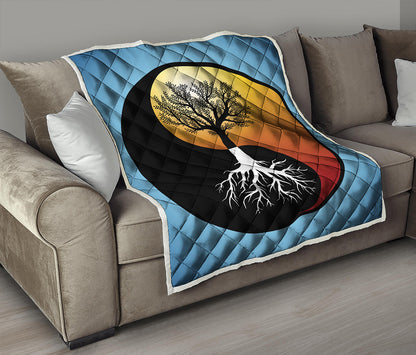 Yin Yang Tree Of Life Print Quilt