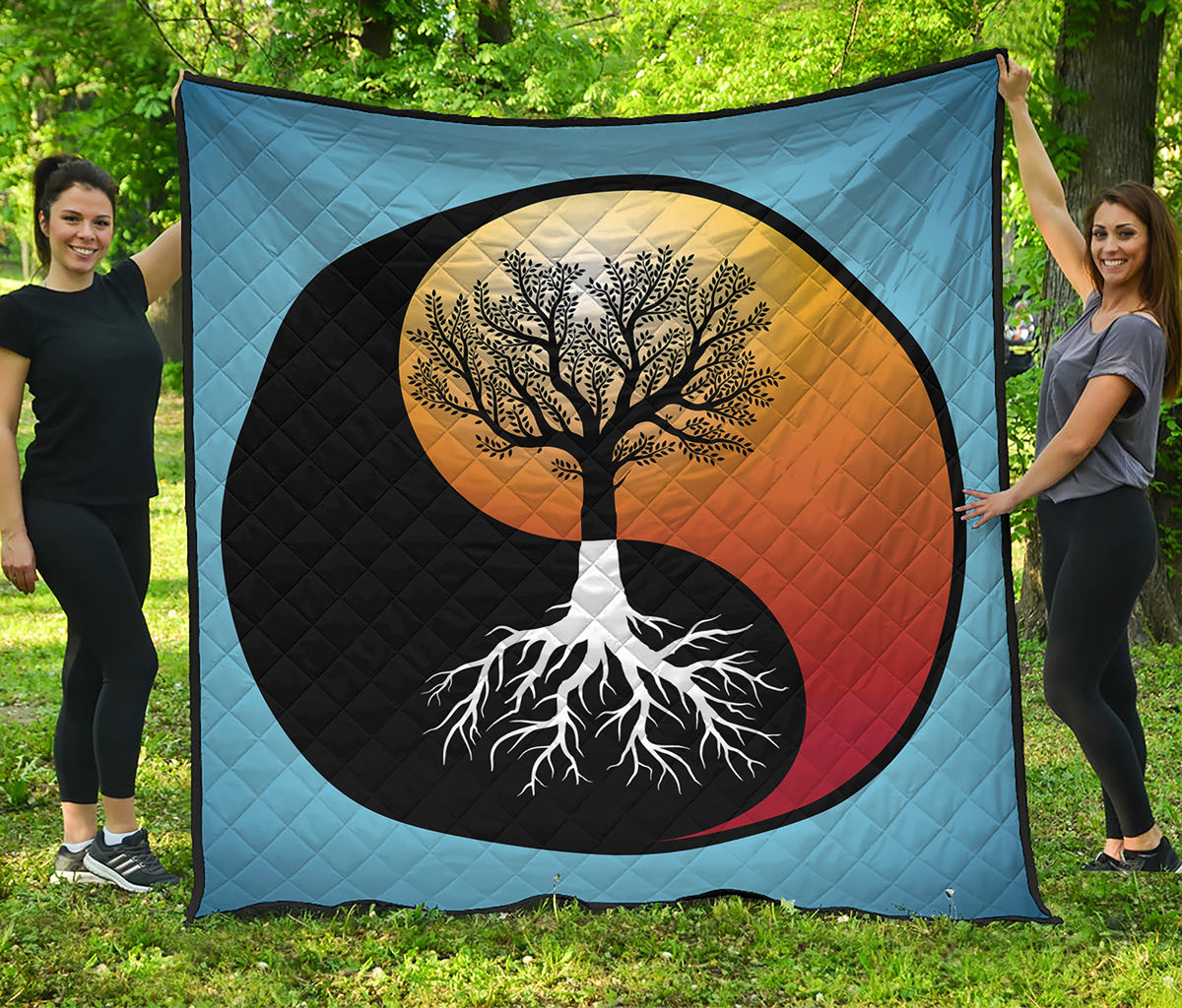 Yin Yang Tree Of Life Print Quilt
