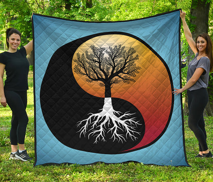 Yin Yang Tree Of Life Print Quilt