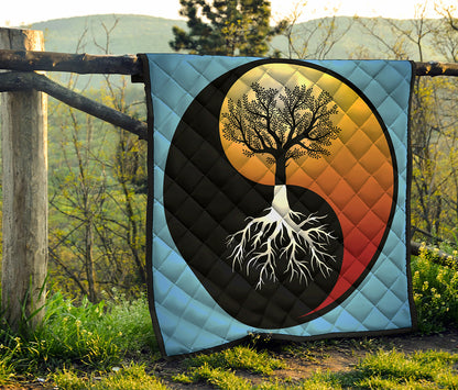 Yin Yang Tree Of Life Print Quilt