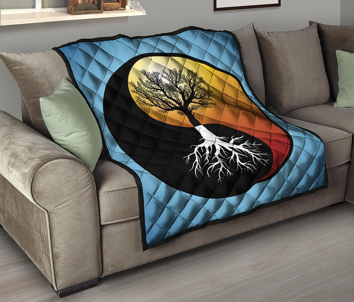 Yin Yang Tree Of Life Print Quilt