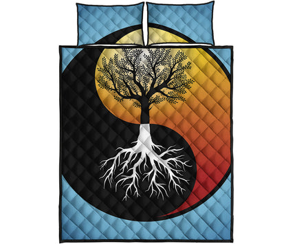 Yin Yang Tree Of Life Print Quilt Bed Set