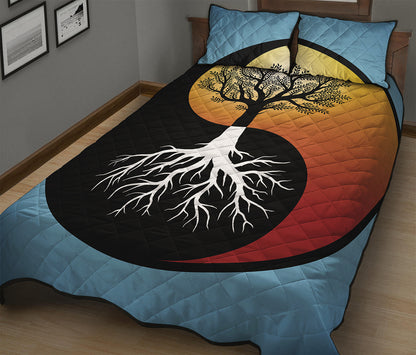 Yin Yang Tree Of Life Print Quilt Bed Set