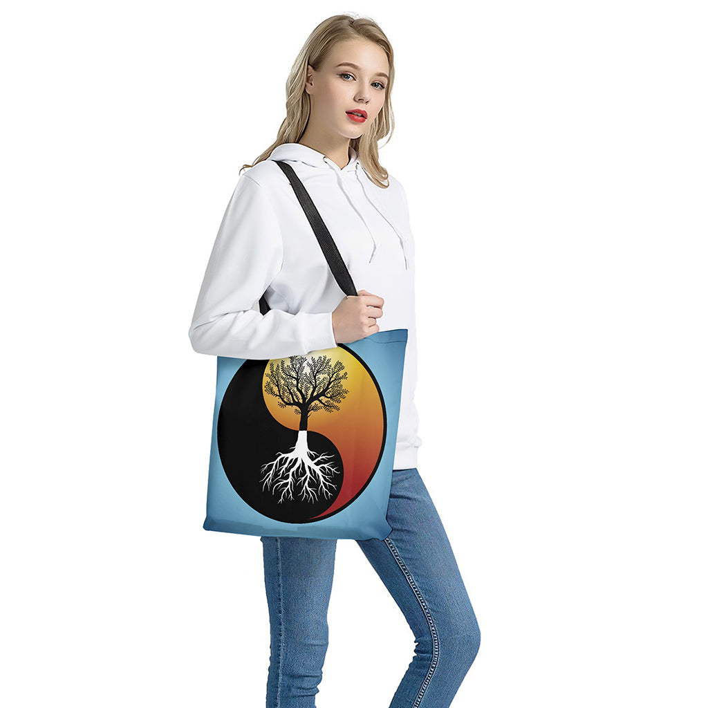 Yin Yang Tree Of Life Print Tote Bag