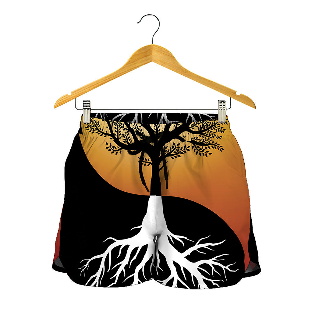 Yin Yang Tree Of Life Print Women's Shorts