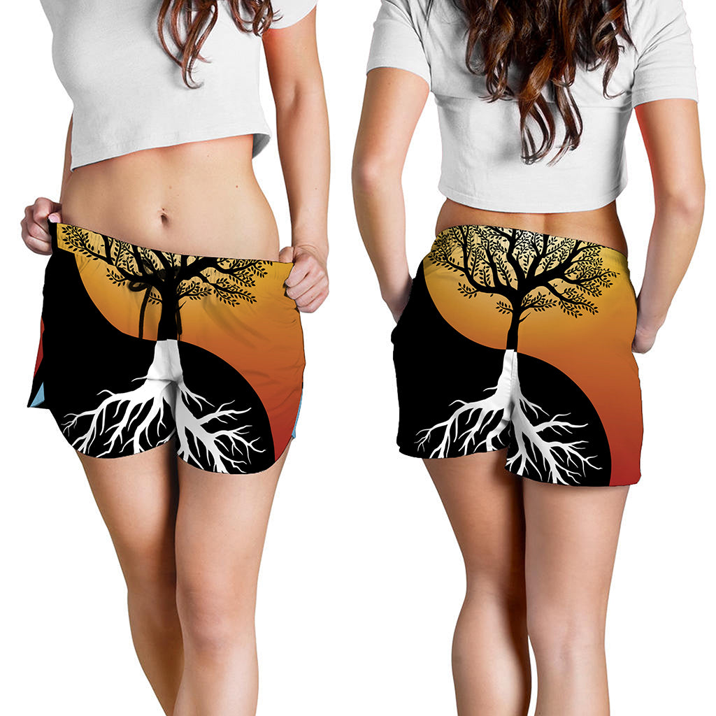 Yin Yang Tree Of Life Print Women's Shorts