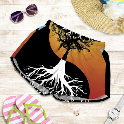 Yin Yang Tree Of Life Print Women's Shorts