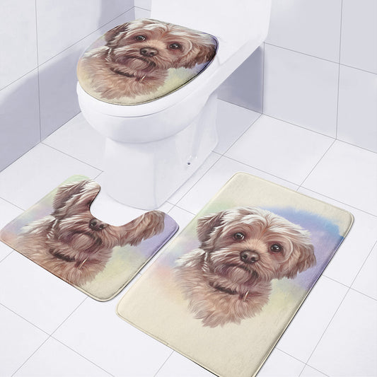 Yorkshire Terrier Portrait Print 3 Piece Bath Mat Set