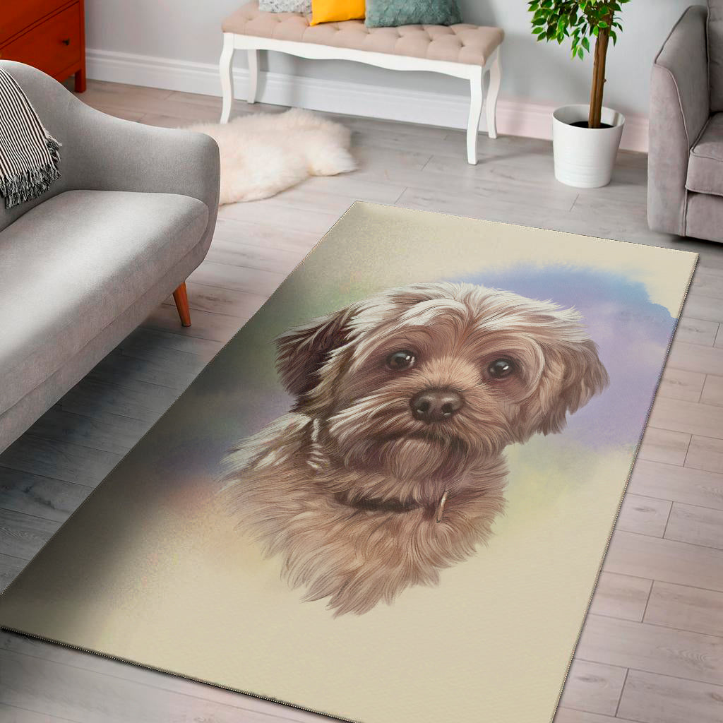 Yorkshire Terrier Portrait Print Area Rug