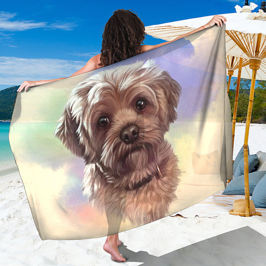 Yorkshire Terrier Portrait Print Beach Sarong Wrap