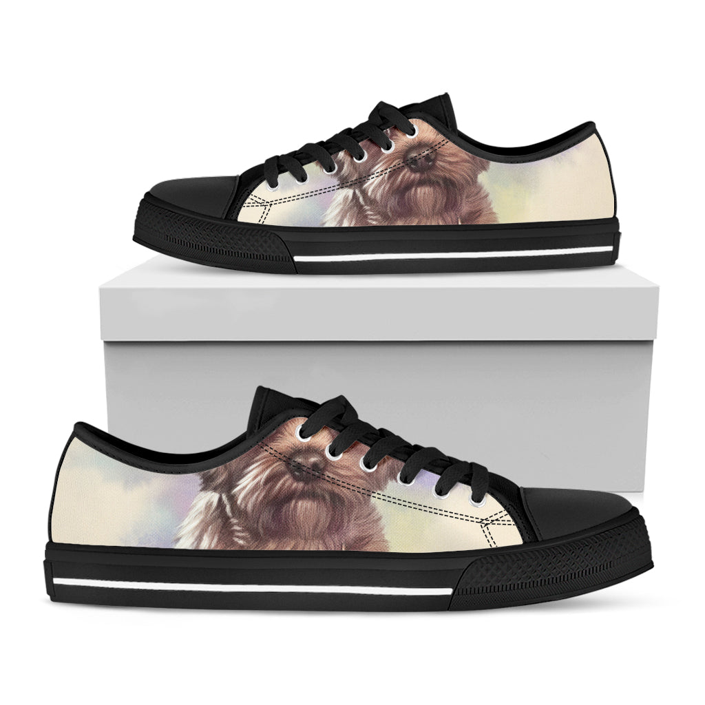 Yorkshire Terrier Portrait Print Black Low Top Shoes 