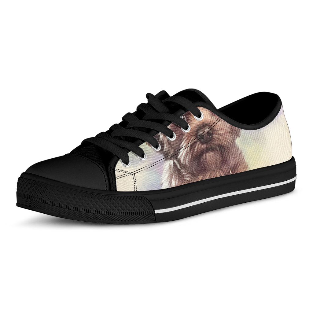 Yorkshire Terrier Portrait Print Black Low Top Shoes 