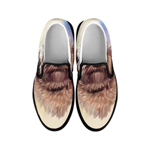 Yorkshire Terrier Portrait Print Black Slip On Shoes