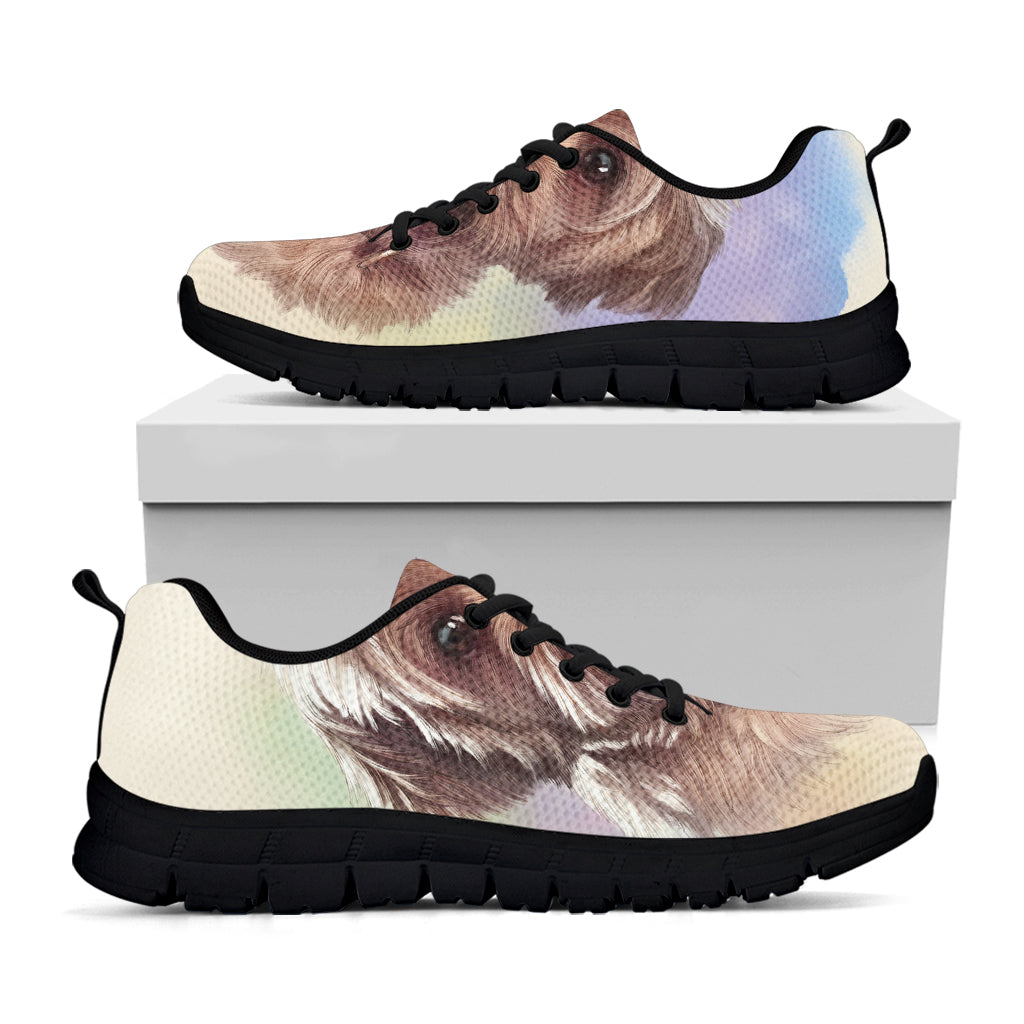 Yorkshire Terrier Portrait Print Black Sneakers