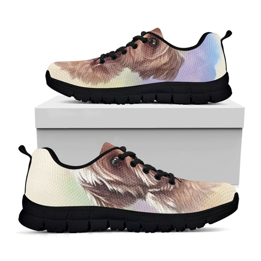Yorkshire Terrier Portrait Print Black Sneakers