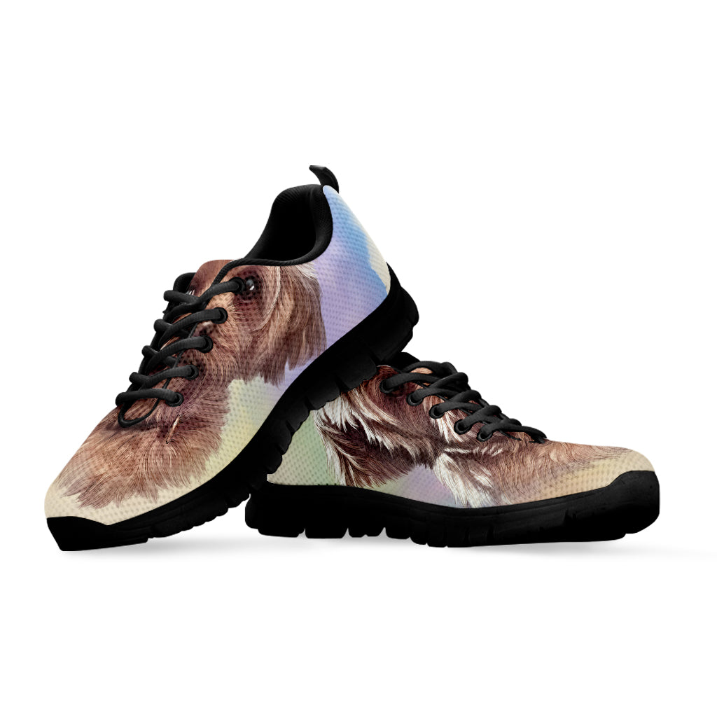Yorkshire Terrier Portrait Print Black Sneakers
