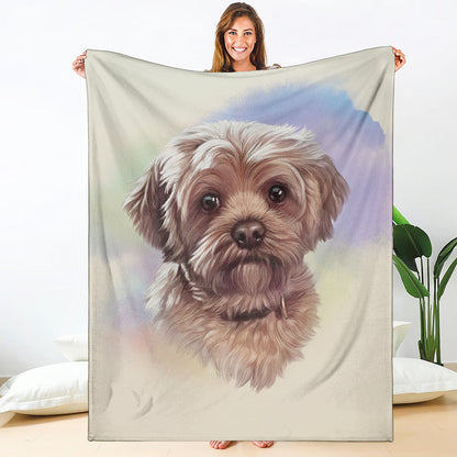 Yorkshire Terrier Portrait Print Blanket