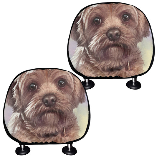 Yorkshire Terrier Portrait Print Car Headrest Covers