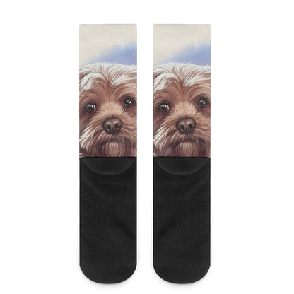 Yorkshire Terrier Portrait Print Crew Socks