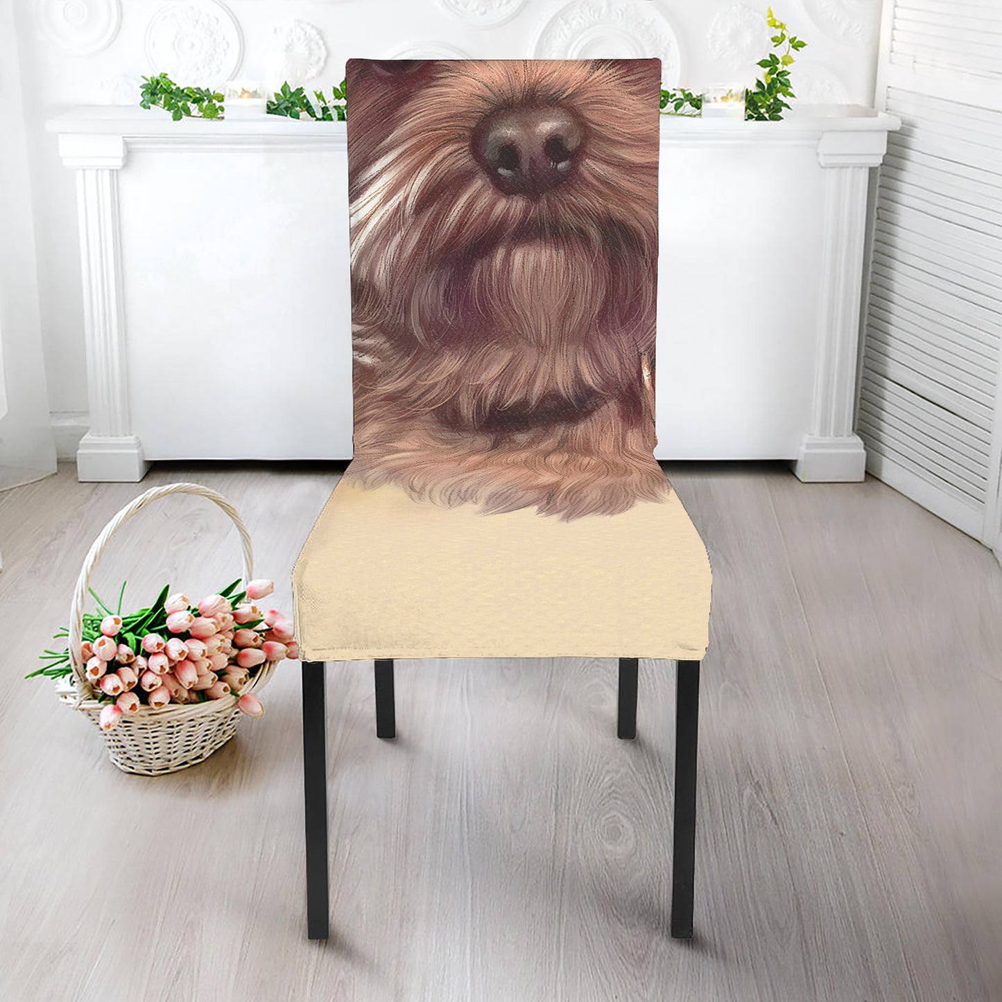 Yorkshire Terrier Portrait Print Dining Chair Slipcover