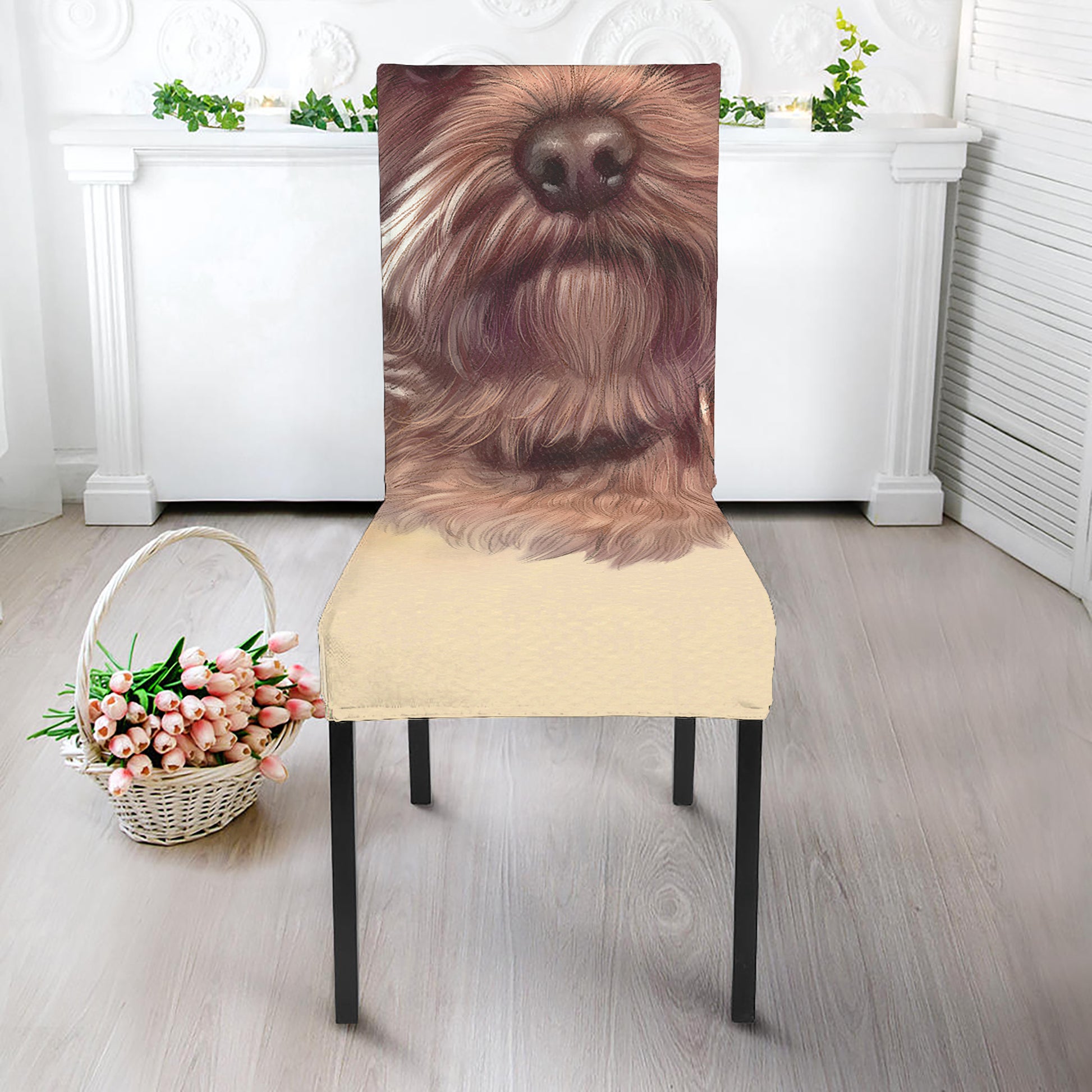 Yorkshire Terrier Portrait Print Dining Chair Slipcover
