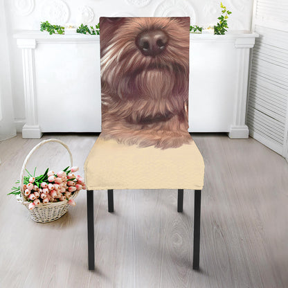 Yorkshire Terrier Portrait Print Dining Chair Slipcover