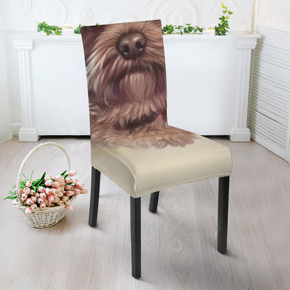 Yorkshire Terrier Portrait Print Dining Chair Slipcover