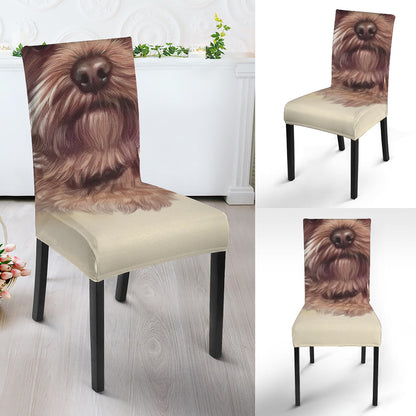 Yorkshire Terrier Portrait Print Dining Chair Slipcover