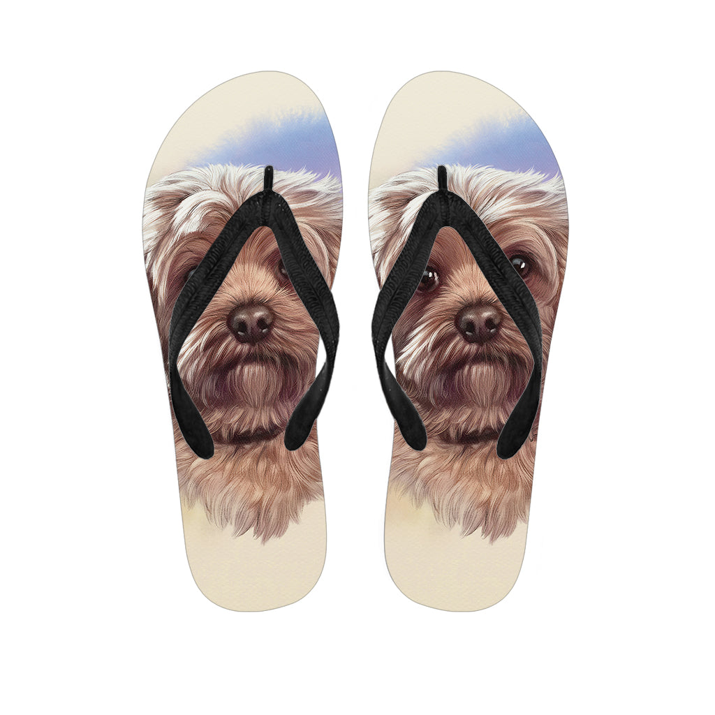 Yorkshire Terrier Portrait Print Flip Flops