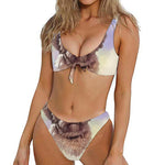 Yorkshire Terrier Portrait Print Front Bow Tie Bikini