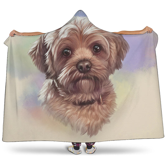 Yorkshire Terrier Portrait Print Hooded Blanket