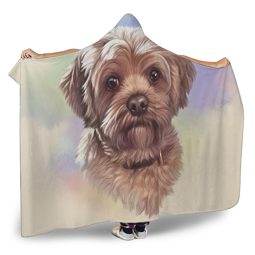 Yorkshire Terrier Portrait Print Hooded Blanket