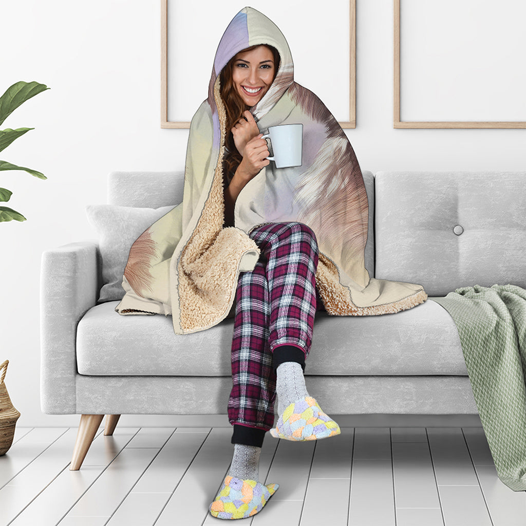 Yorkshire Terrier Portrait Print Hooded Blanket