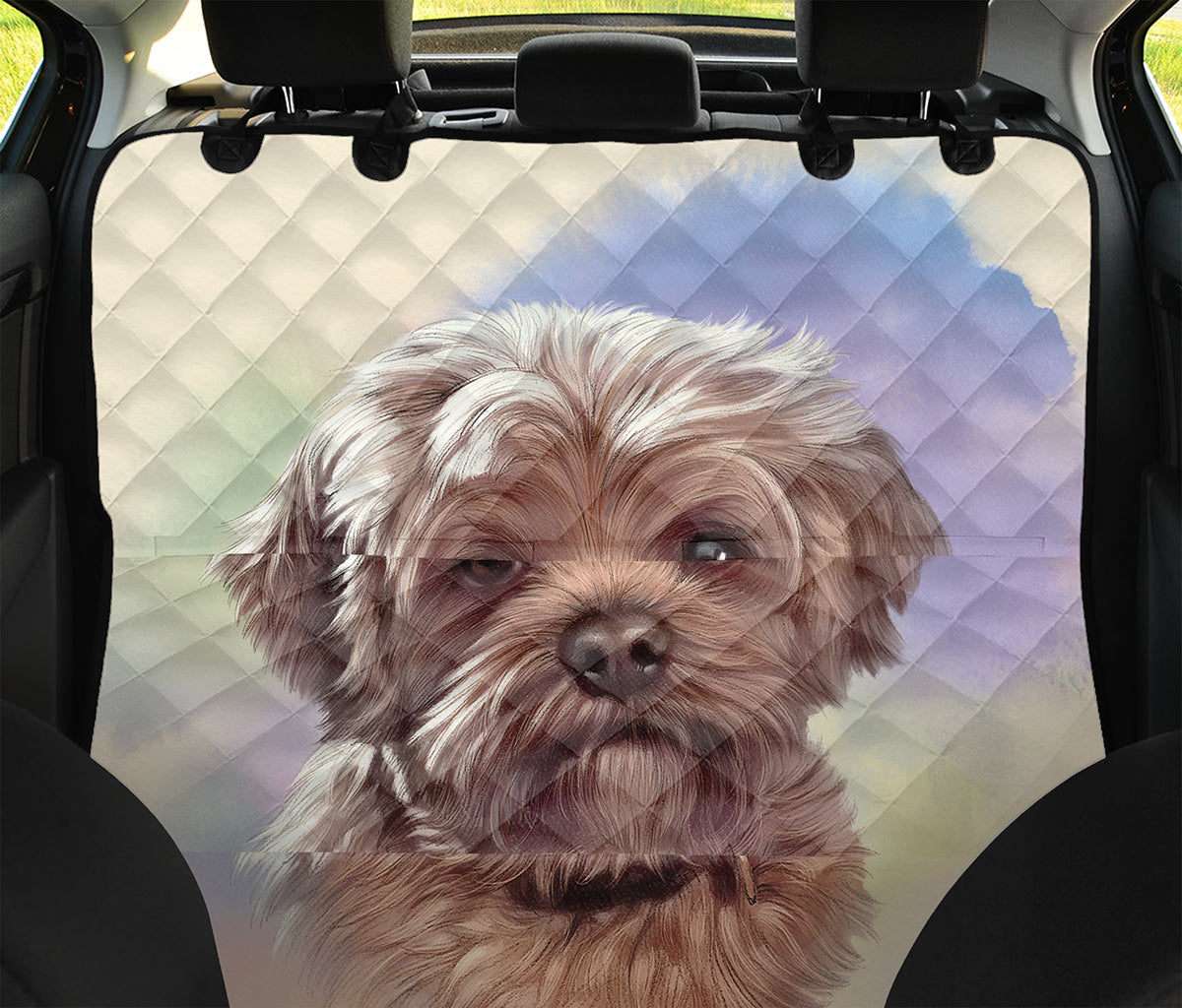 Yorkshire Terrier Portrait Print Pet Car Back Seat Cover