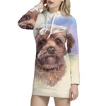 Yorkshire Terrier Portrait Print Pullover Hoodie Dress