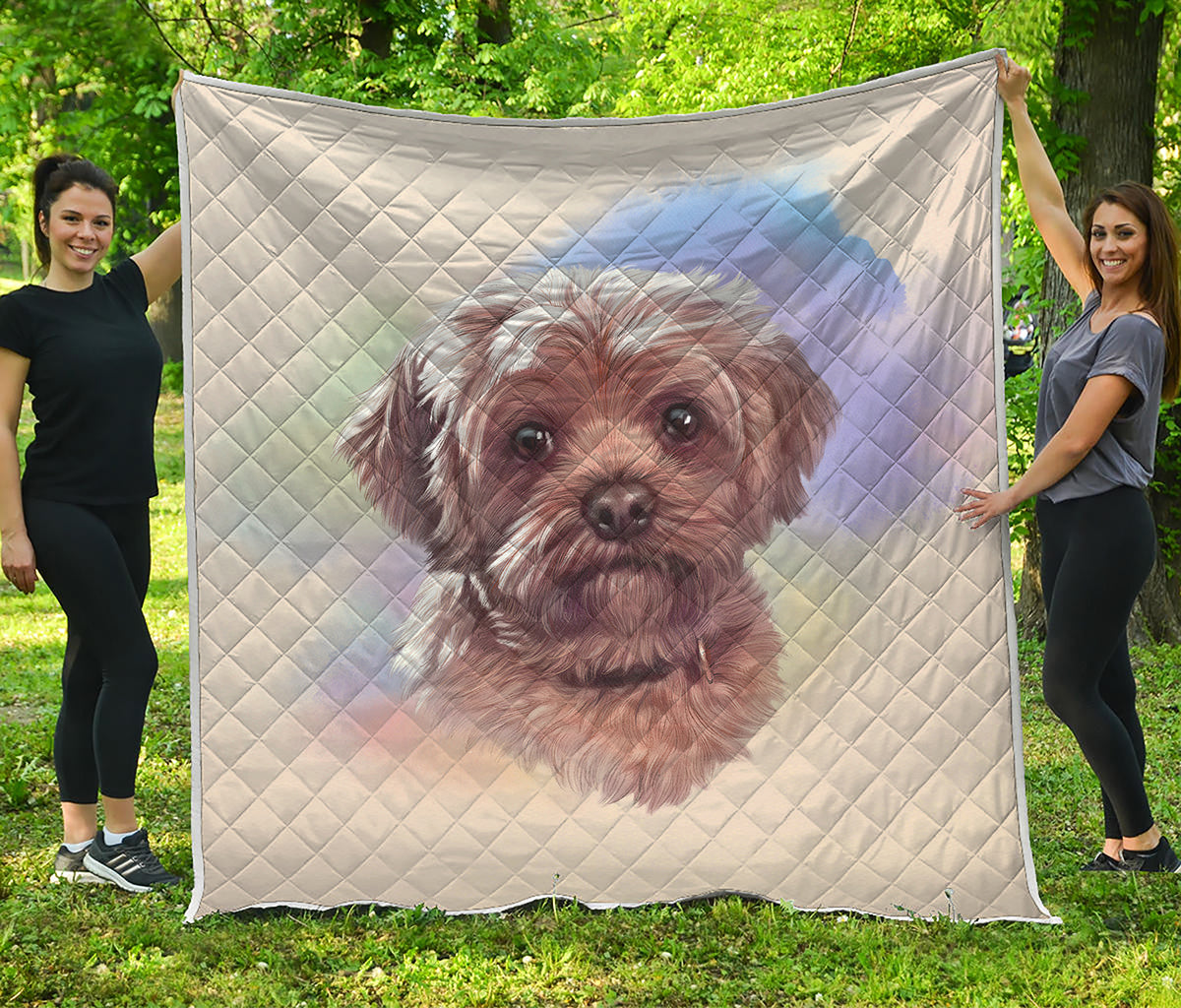 Yorkshire Terrier Portrait Print Quilt